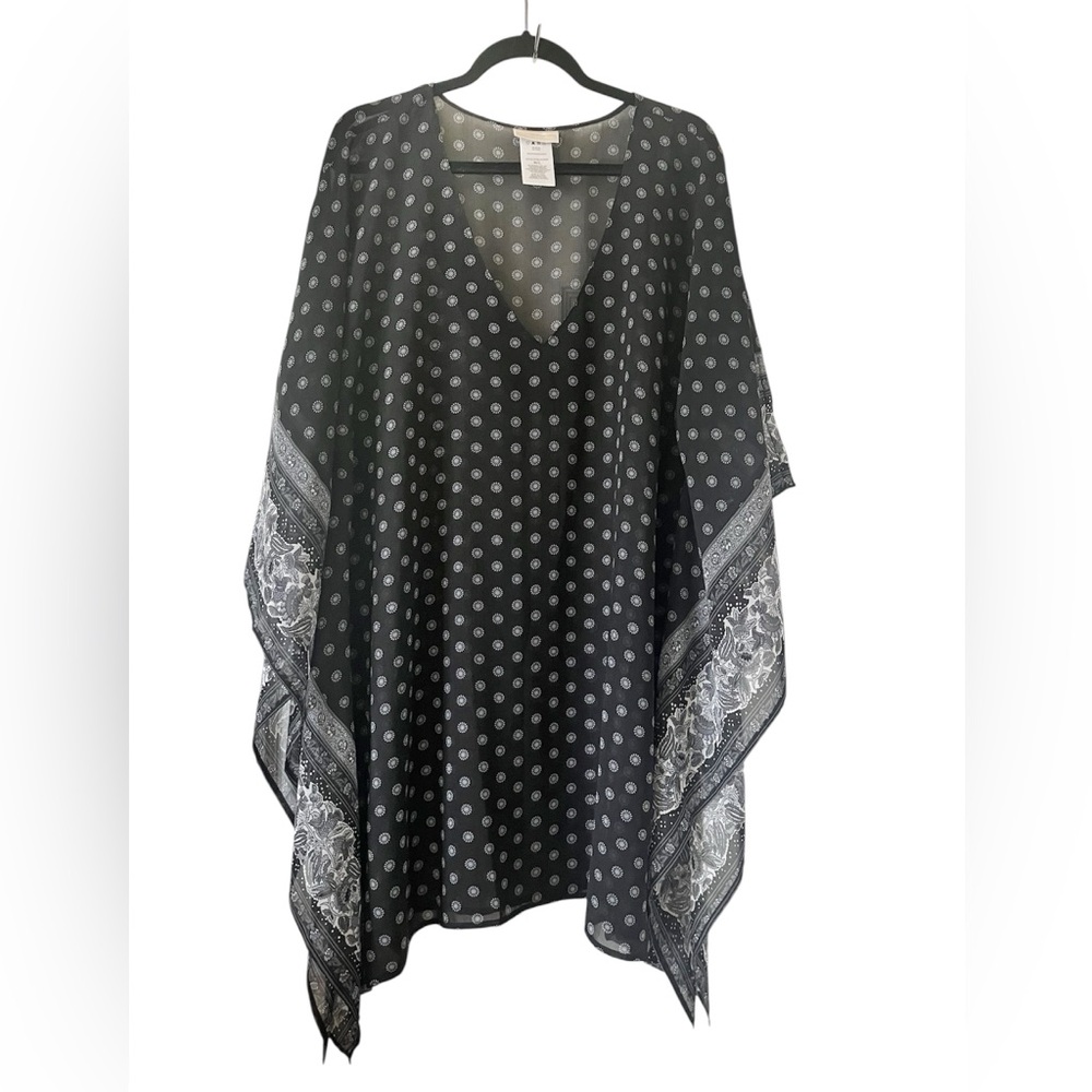 Michael Kors‎ Black and White Floral Semi-Sheer Top tunic.Sz M/L